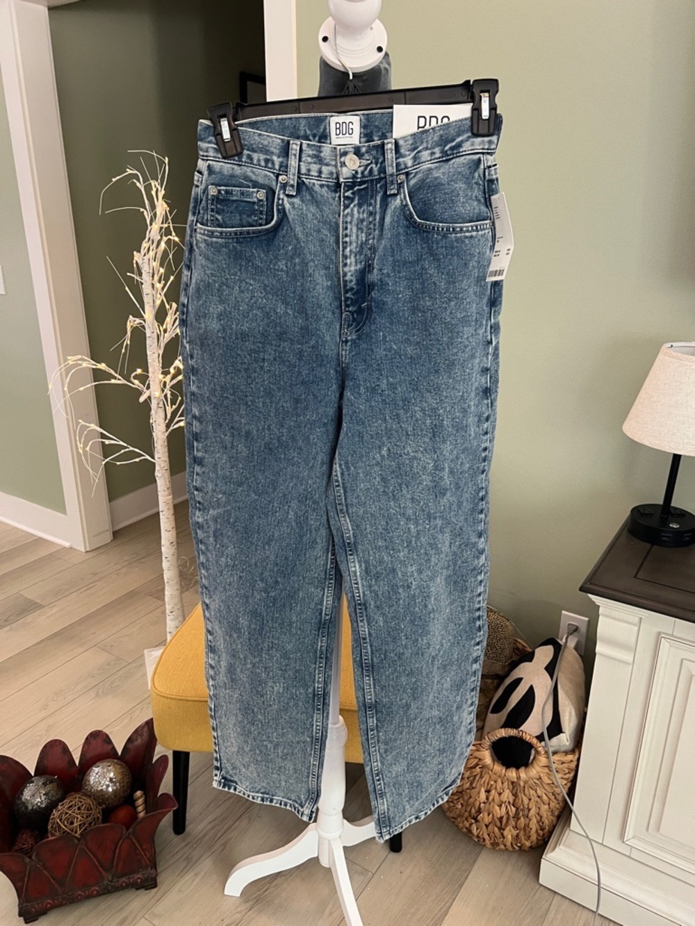 BDG Women's Acid Wash Blue High-Rise Jeans